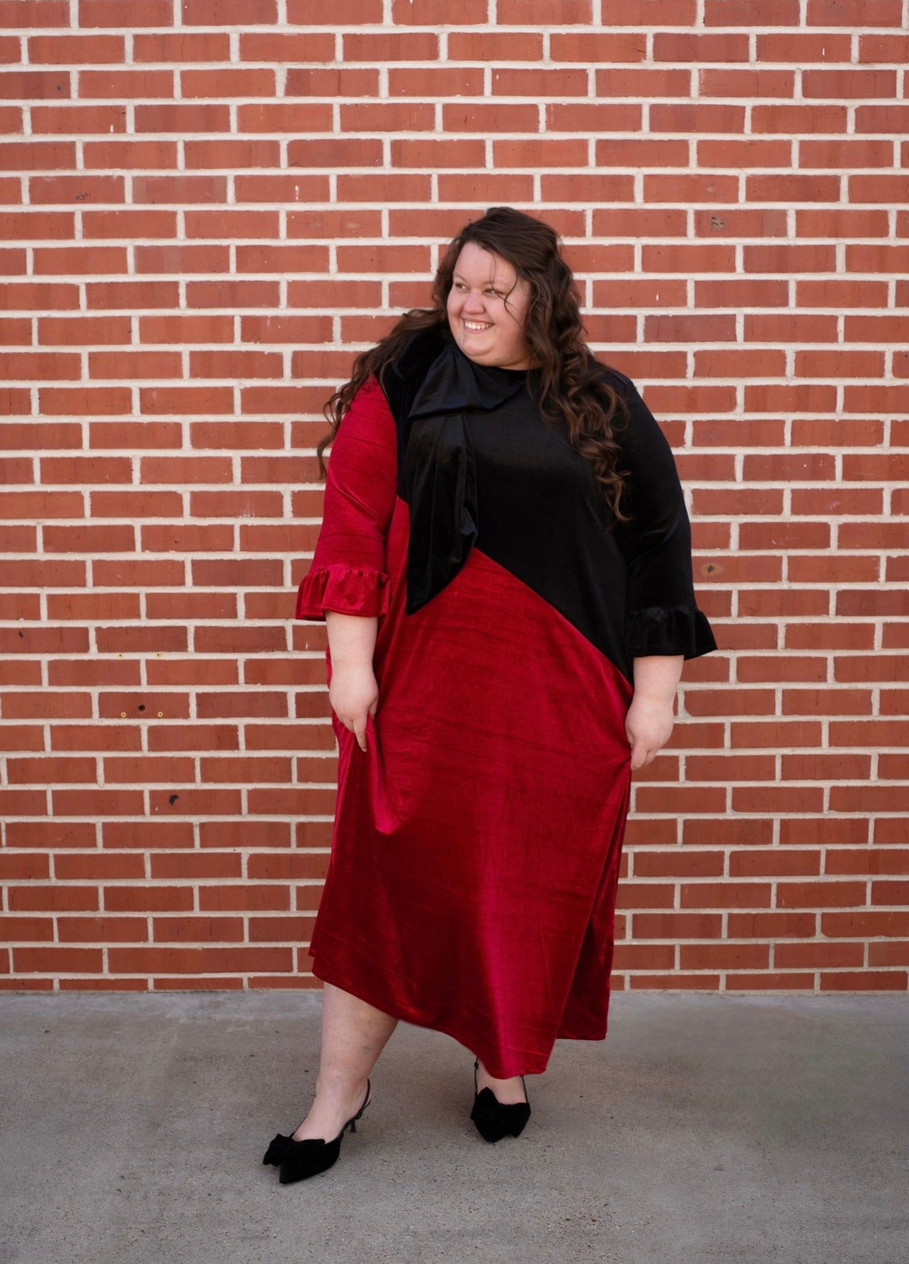 Copper/Brown Velvet Dress. XL-3X.  FINAL SALE! Cannot Be Returned!