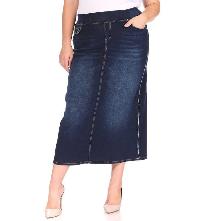 The “Maxine” Jean Skirt S- 5X. Best Selling!