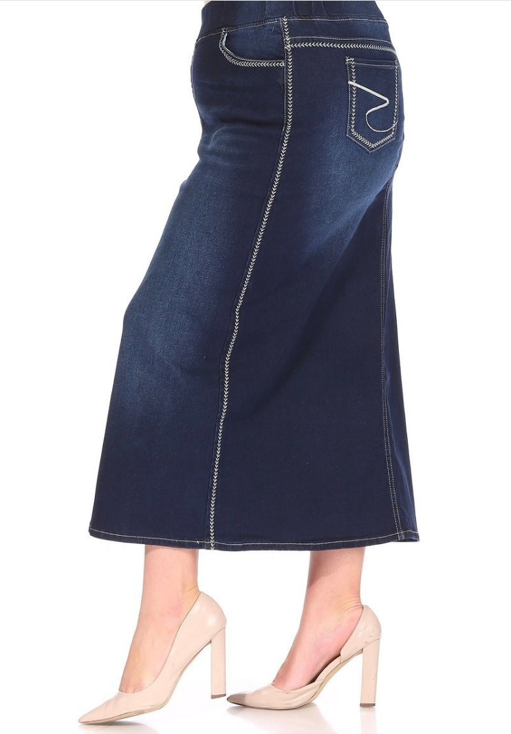 The “Maxine” Jean Skirt S- 5X. Best Selling!