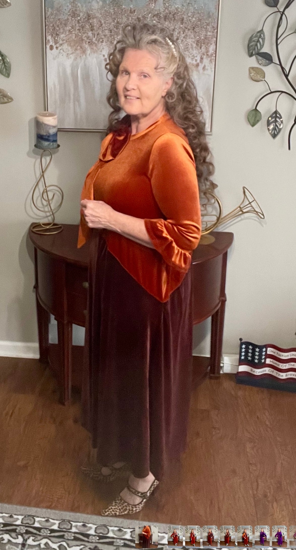 Copper/Brown Velvet Dress. XL-3X.  FINAL SALE! Cannot Be Returned!