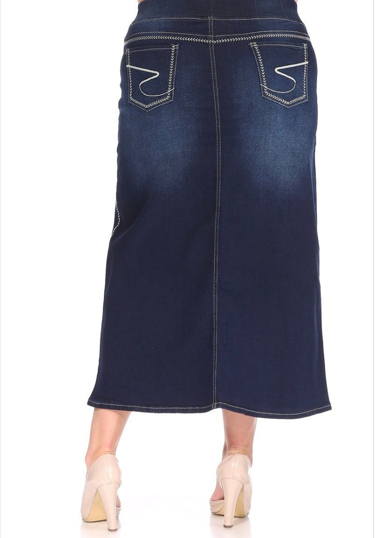 The “Maxine” Jean Skirt S- 5X. Best Selling!