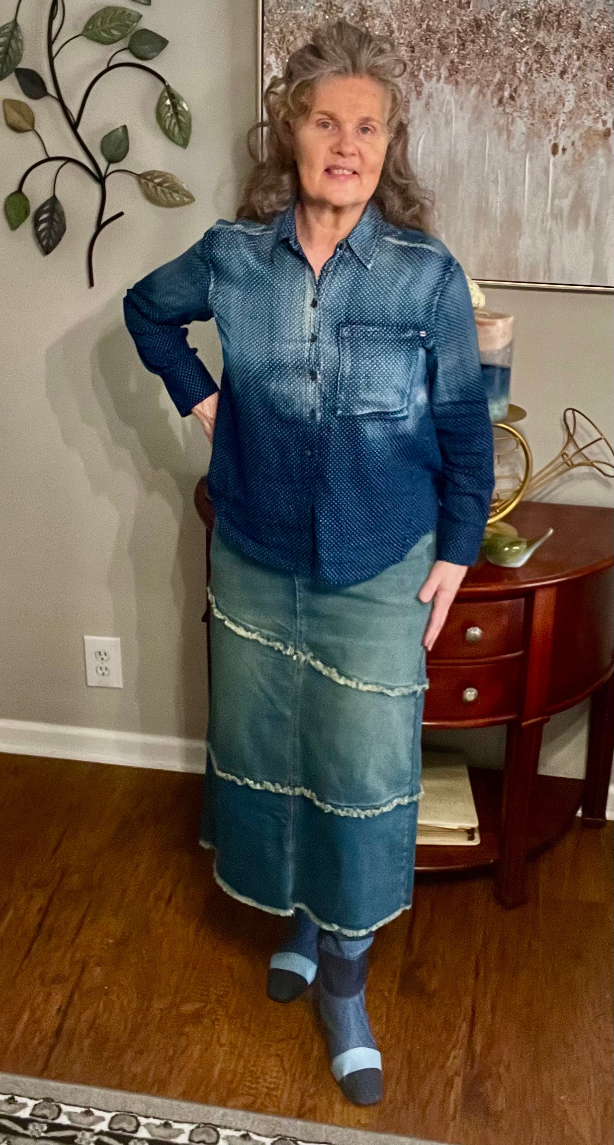 NEW! Veronica Vintage Wash Jean Skirt: S-3X