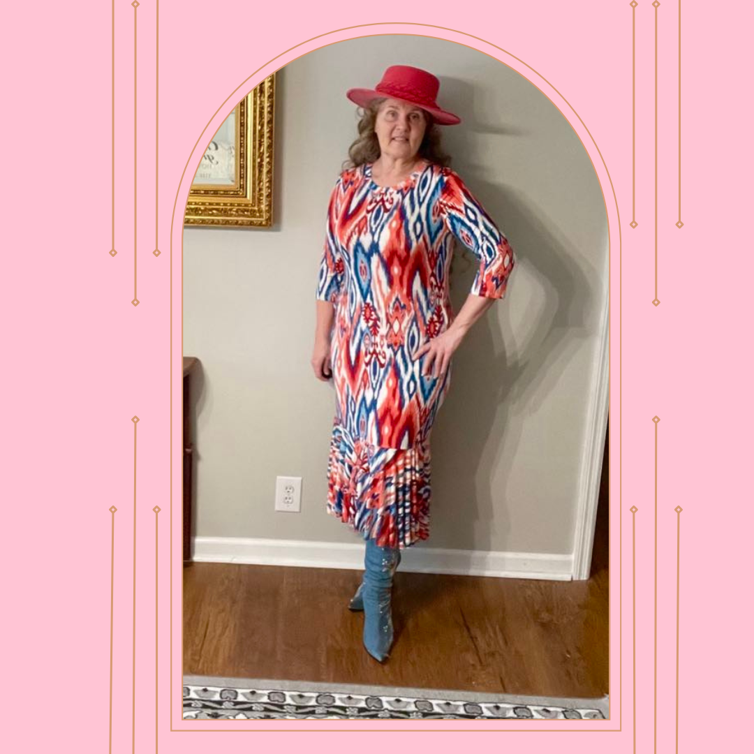 “Ginger" Geometric Print Dress S-3X  FINAL SALE! Cannot Be Returned!