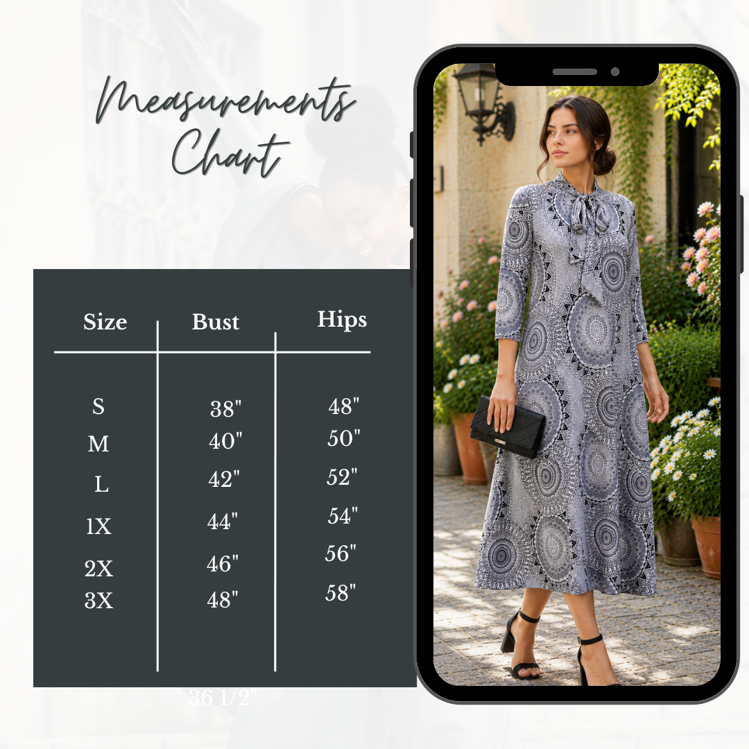 NEW! "Gretchen" Gray Print Aline Dress: S-3X