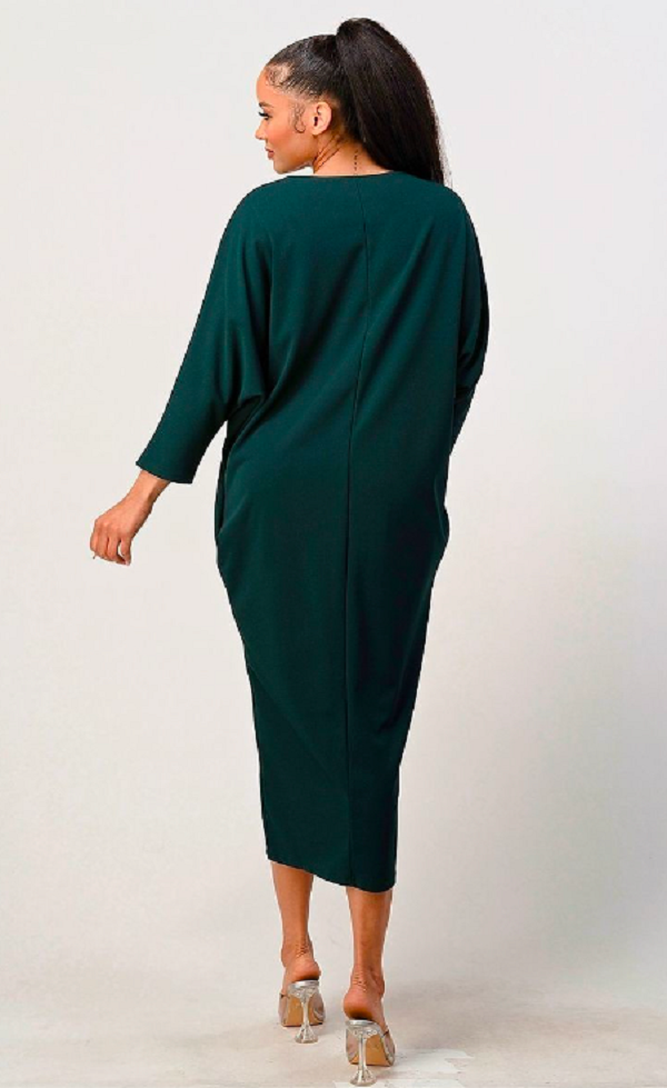 Green Dolman Sleeve Dress: 2X, FINAL SALE! Cannot Be Returned!