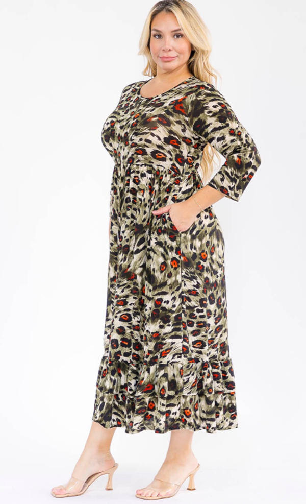 "Olive" Leopard Print Dress: SMALL- Finals Sale! Cannot Be Returned!