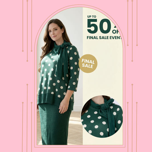 Green Polka Dot "Bow" Top: S-2X. FINAL SALE! Cannot Be Returned!