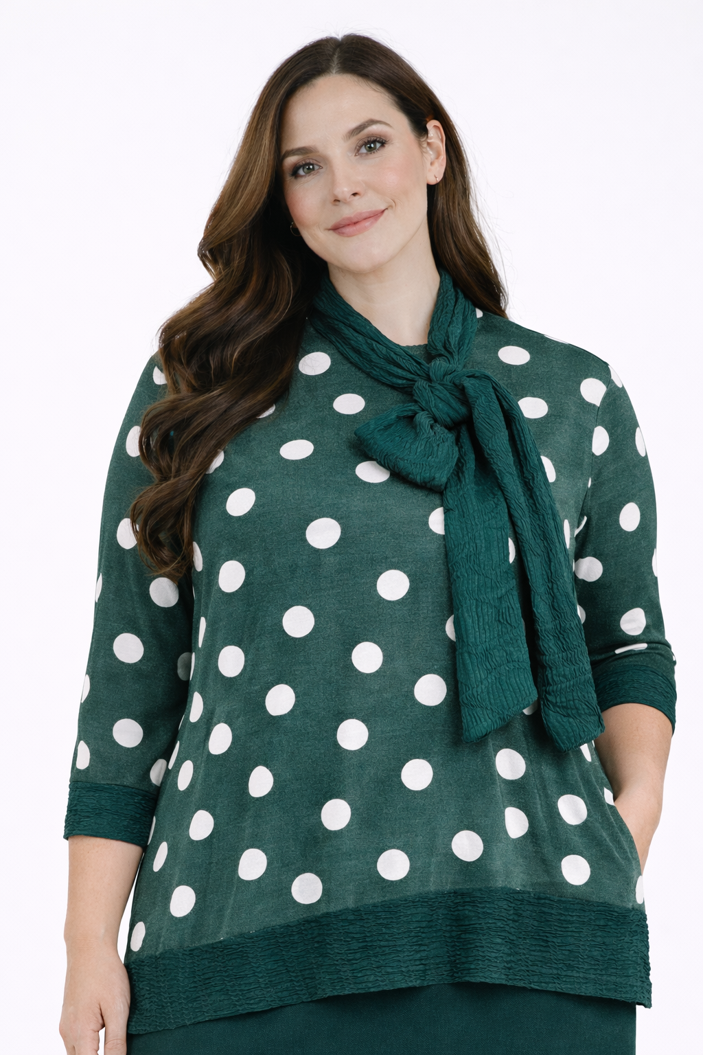 Green Polka Dot "Bow" Top: S-2X. FINAL SALE! Cannot Be Returned!