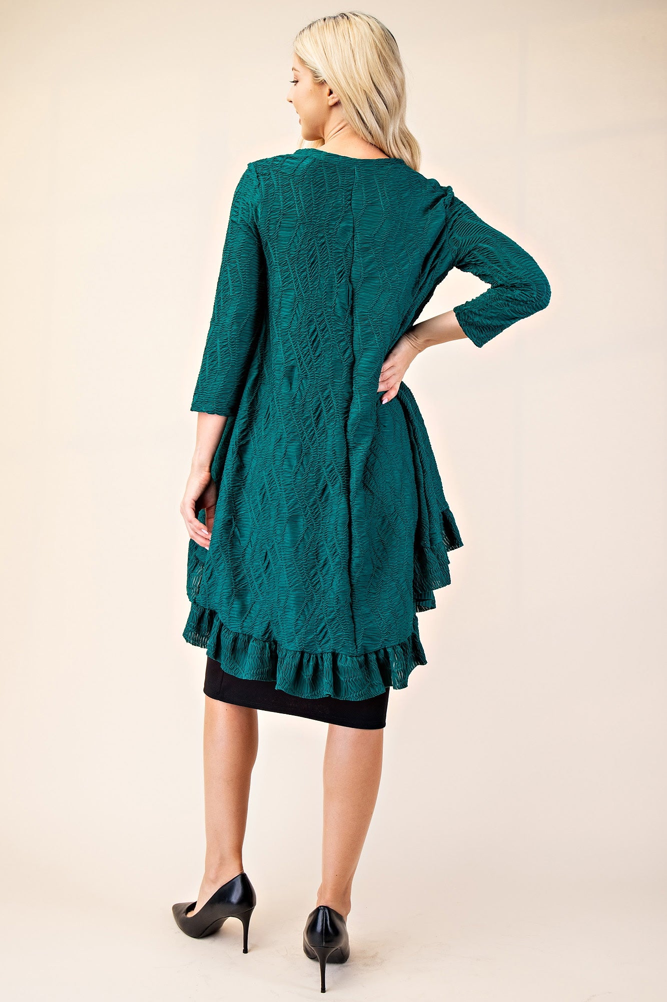 New! Hunter Green Textured Hi/Lo Top:  S-3X Arriving in Stock: 10/2