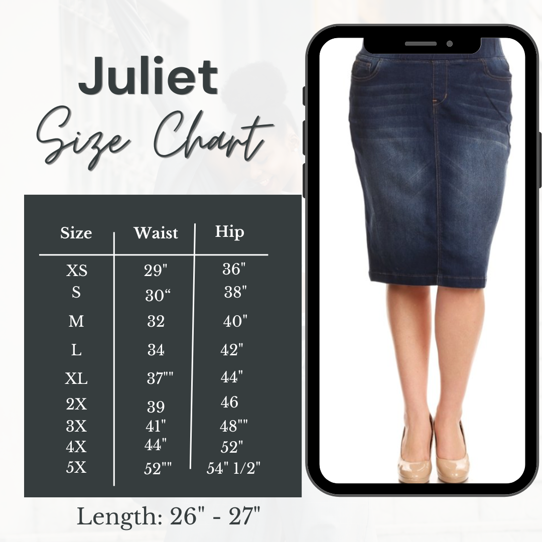 The "Juliet"  Black "Washed" Denim Skirt  (#104)   S- XL & 3X