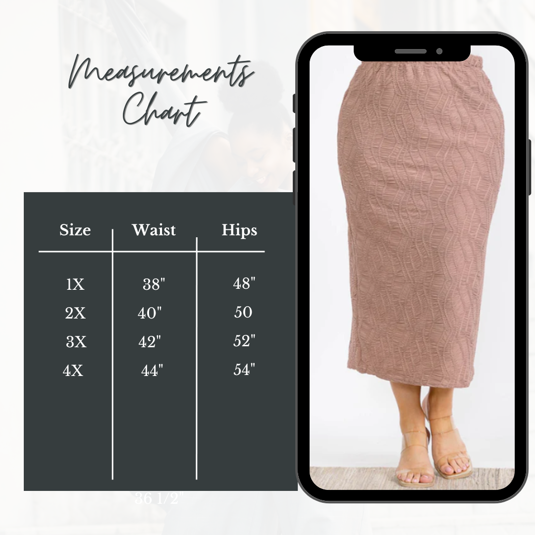 NEW~ Khaki Textured Skirt: 1X-4X (Arriving in Stock: 9/15)