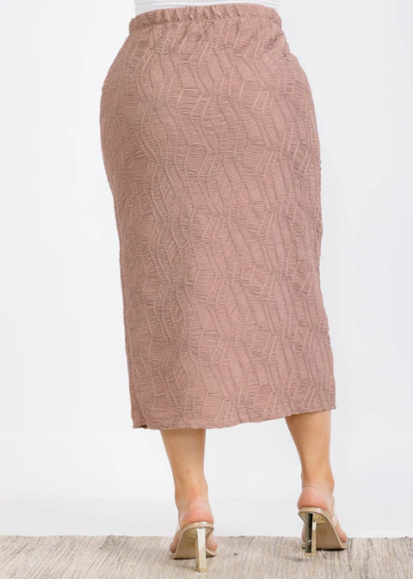NEW~ Khaki Textured Skirt: 1X-4X (Arriving in Stock: 9/15)