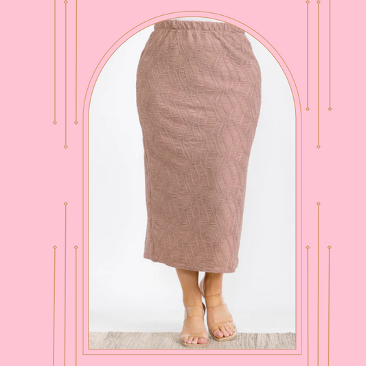 NEW~ Khaki Textured Skirt: 1X-4X (Arriving in Stock: 9/15)