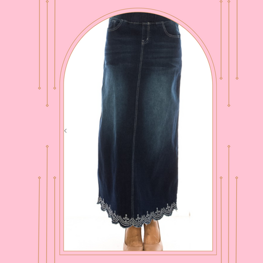 The “Lacey” Maxi Denim Skirt: S-5X. Best Selling!