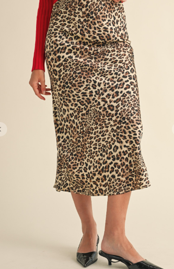 NEW! (Pre-Order).Leopard Print Skirt: S-3X  Arriving In Stock: 9/18