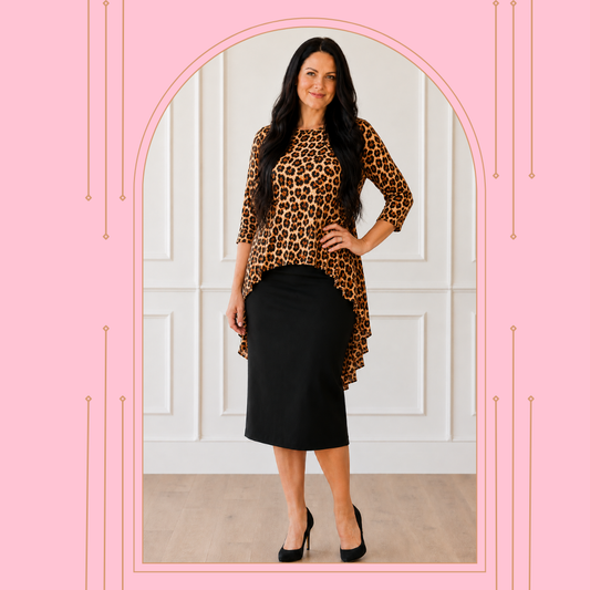 NEW! Leopard Print "High/Low" Ruffle Top: S-3X  Arriving in Stock: 9/3