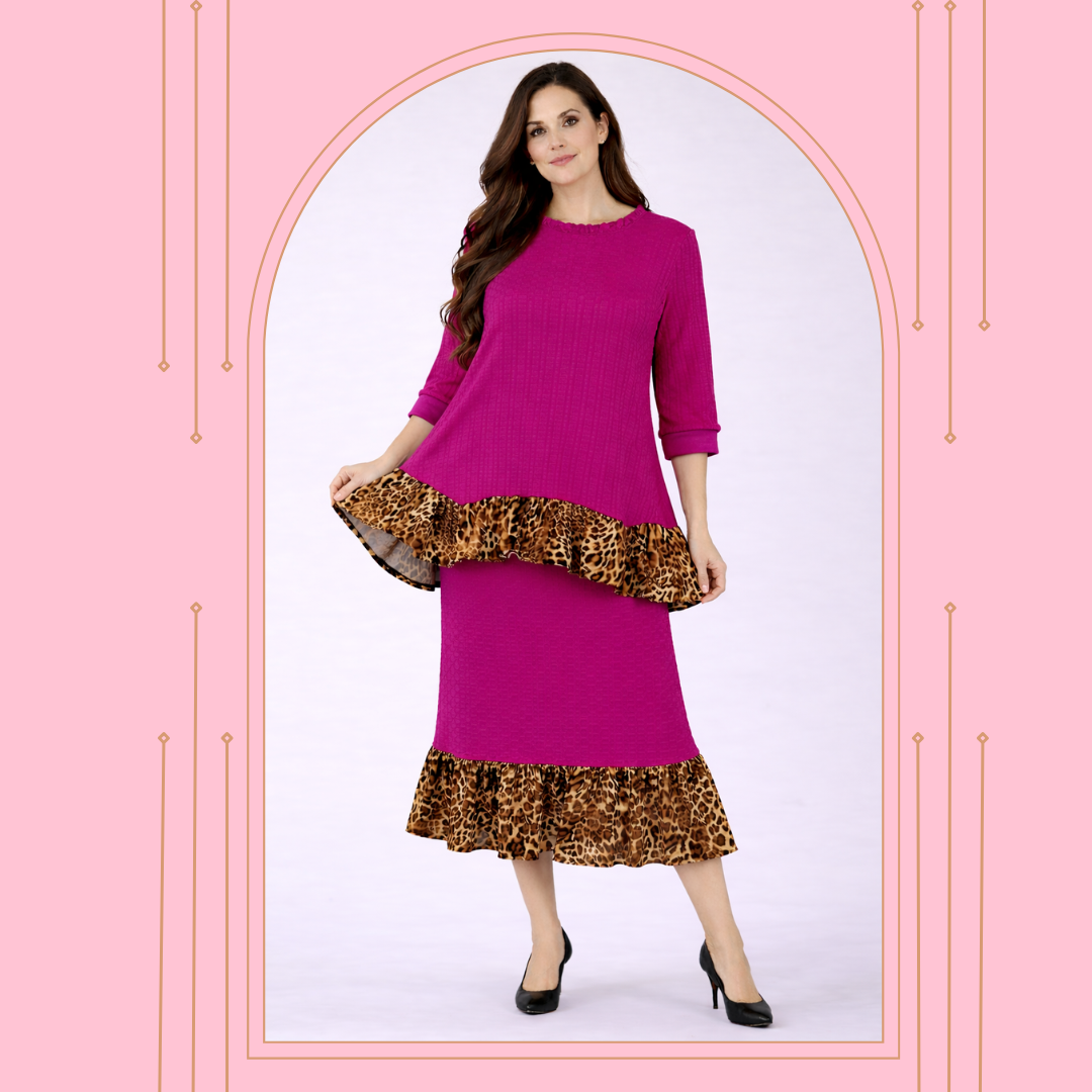 NEW! Magenta Honeycomb Two Piece Set: 1X - 3X