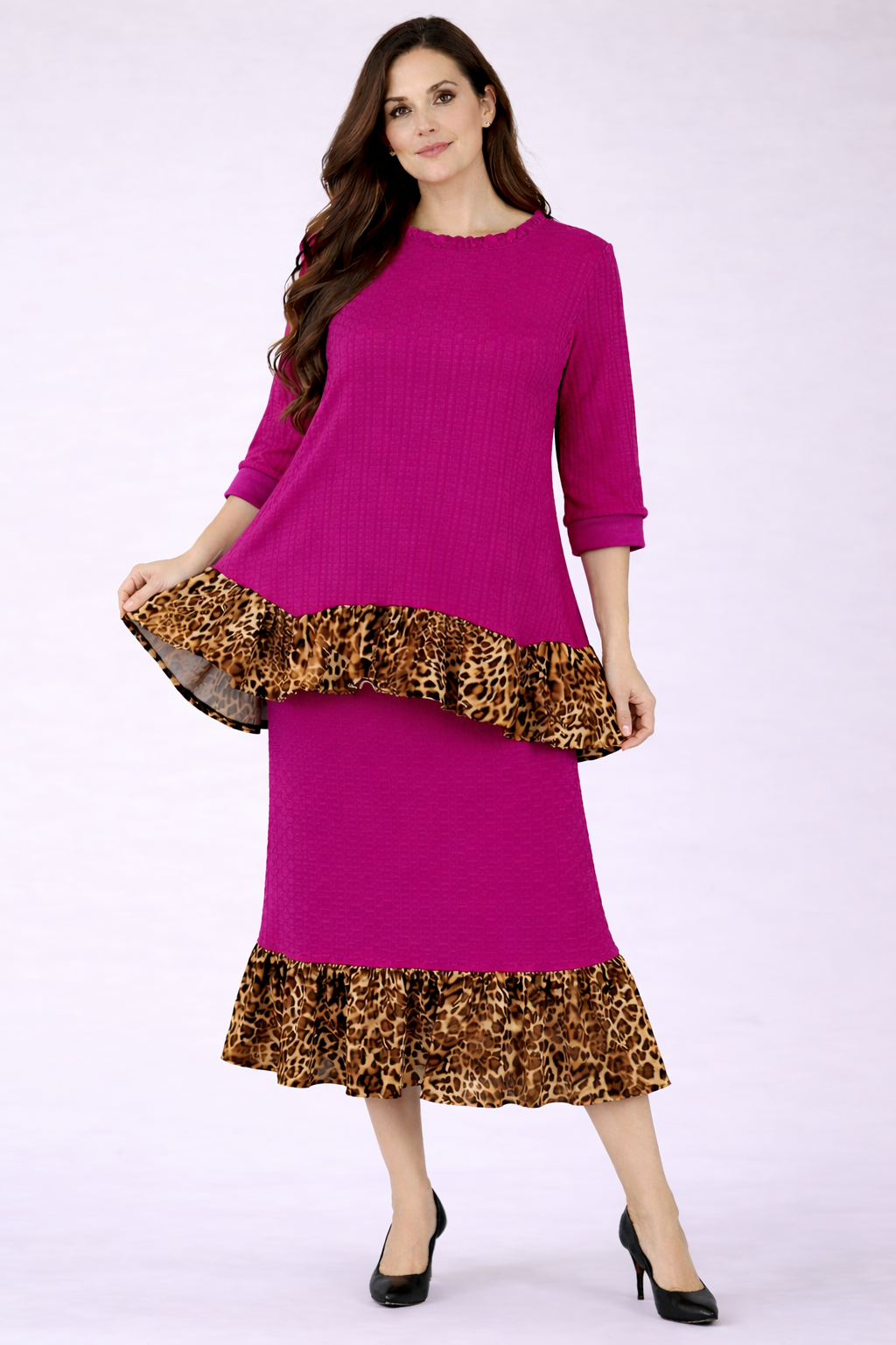 NEW! Magenta Honeycomb Two Piece Set: 1X - 3X