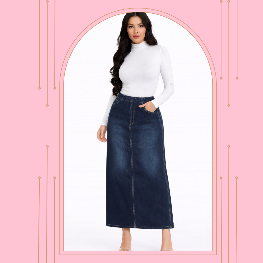 “Maxine” Jean Skirt S- 5X. Best Selling!