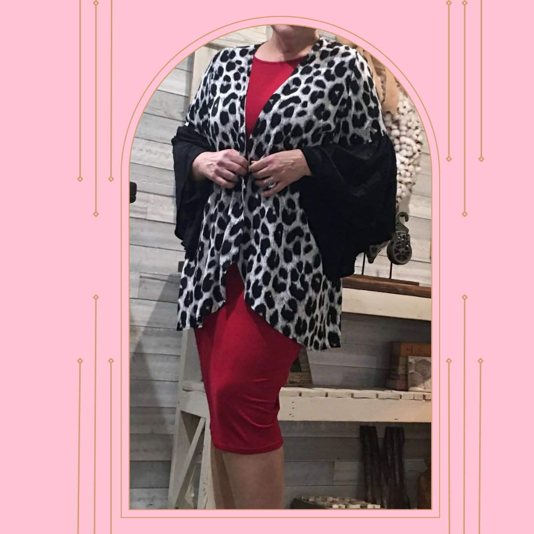 Black  Leopard Kimono (S-1X)