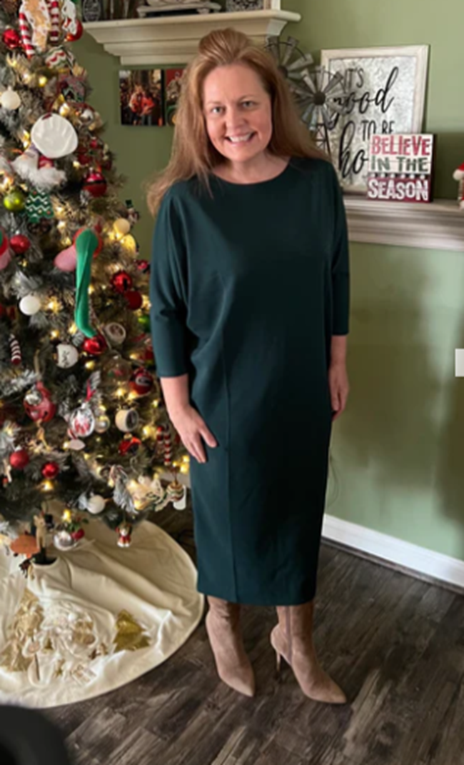 Green Dolman Sleeve Dress: 2X, FINAL SALE! Cannot Be Returned!