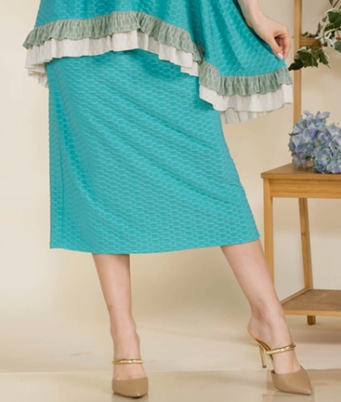 Restocked! MINT HONEYCOMB SKIRT   S-3X  Arriving In Stock: 2/4