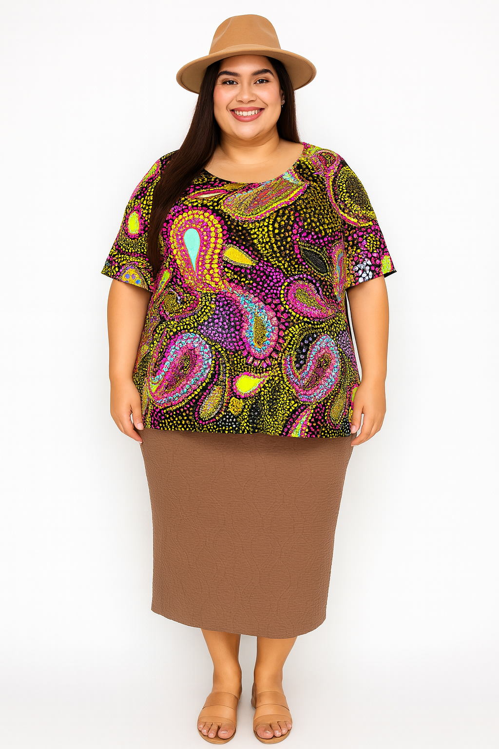 NEW! Paisley Multi Print Top: 1X-4X