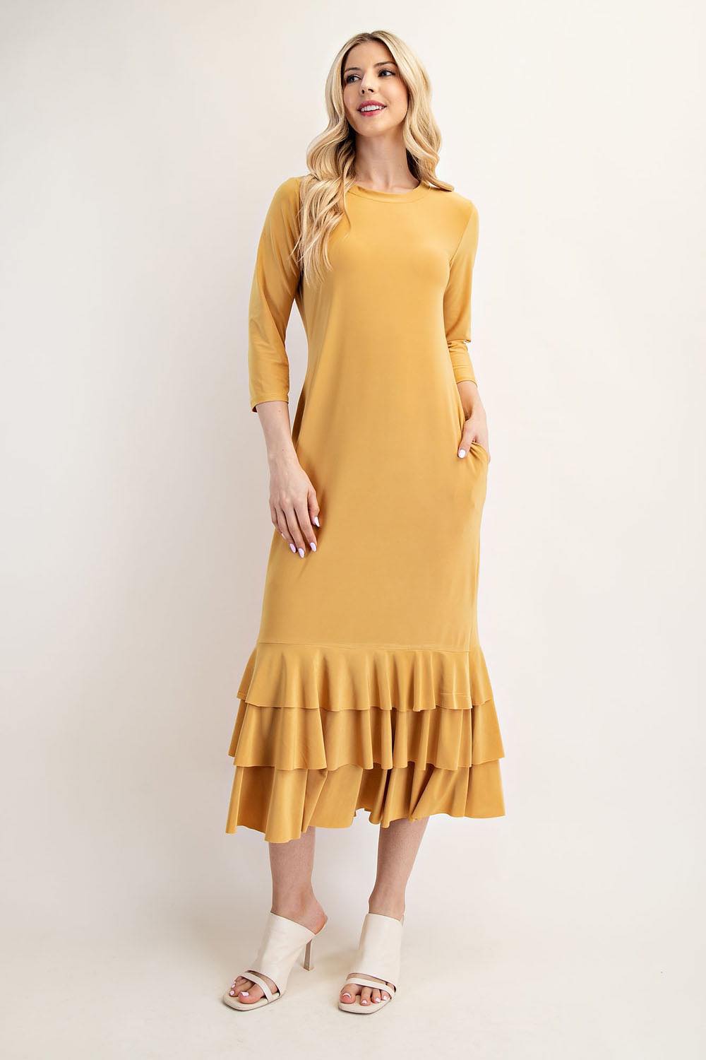 NEW! Pre-Order Mustard Layering Dress  S-3X  Arriving in Stock: 3/8