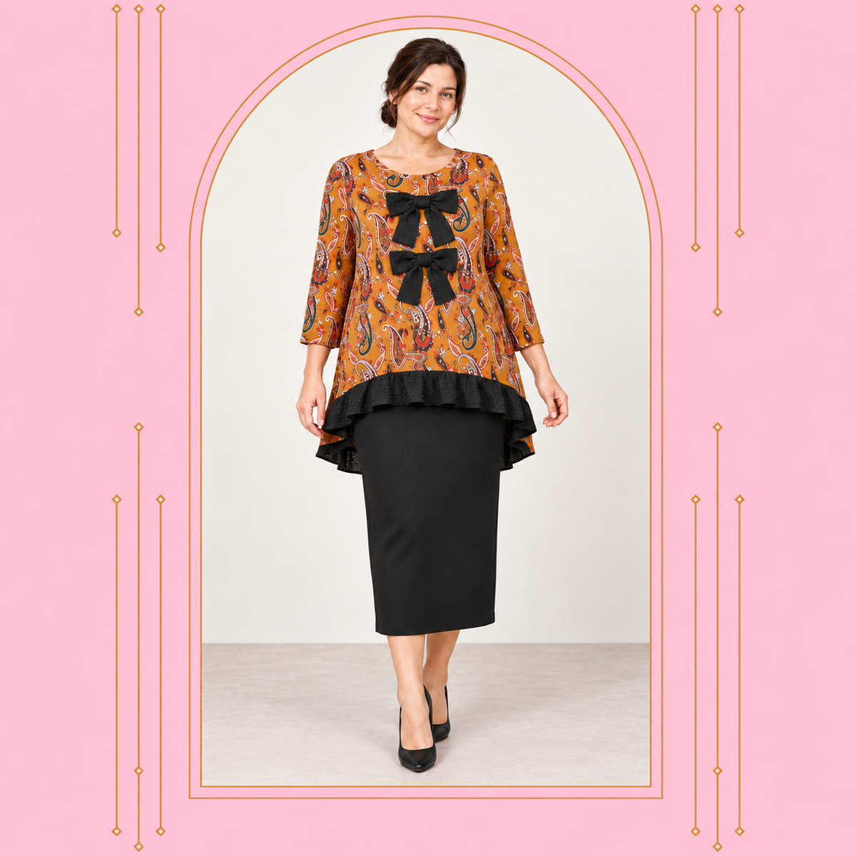 NEW! Mustard Paisley Tunic Top: S-3X  Arriving in Stock: 9/16
