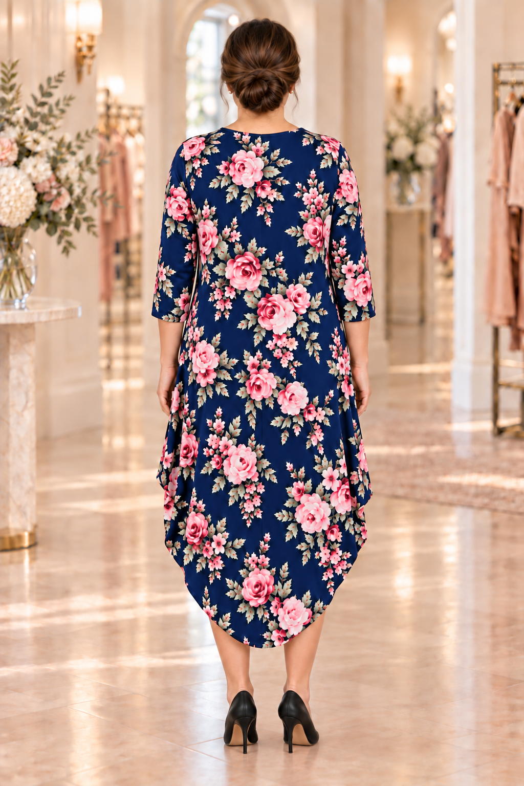 NEW! "Caroline" Navy Side Drape Dress: S-XL (Generous Fit!) Arriving In Stock: 10/1