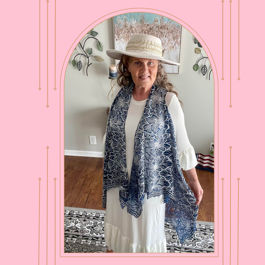 Navy Two Tone Lace Vest (S-2X)