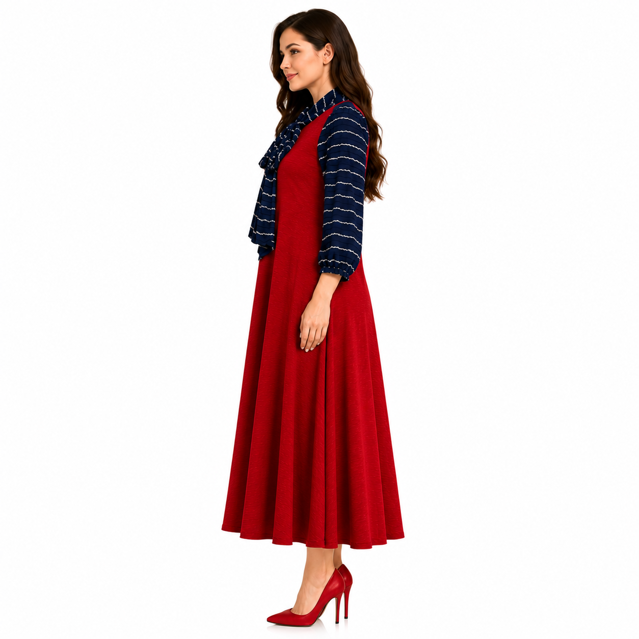 Pre-Order: New! "Natalie" Navy/Red Bow Dress S-3X (Arriving In Stock Mid June)