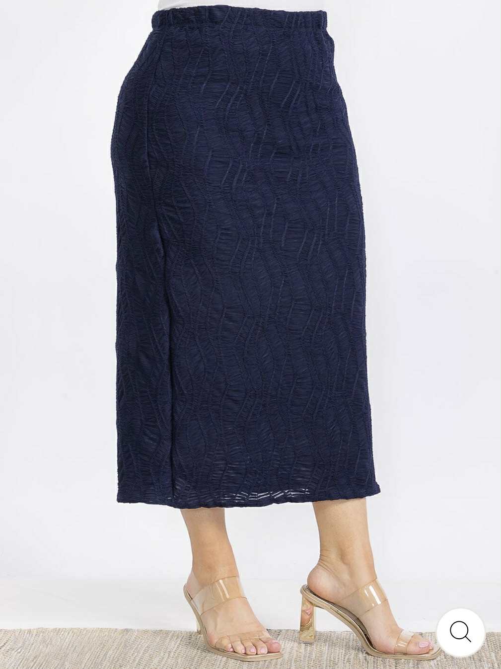 NEW! Navy 35" Textured Skirt: S-4X  Arriving in Stock: 9/2