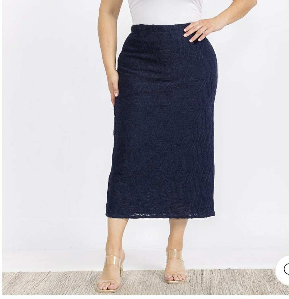 NEW! Navy 35" Textured Skirt: S-4X  Arriving in Stock: 9/2