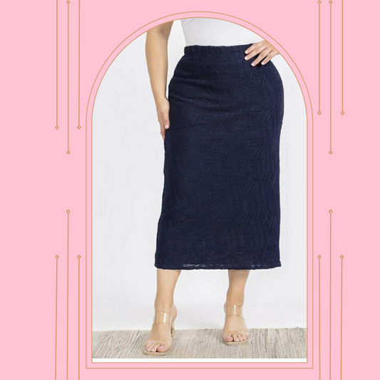 NEW! Navy 35" Textured Skirt: S-4X  Arriving in Stock: 9/2