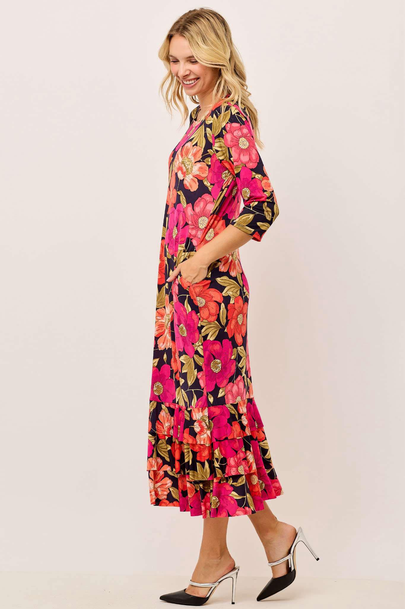 "Nellie" Floral Print Dress: S-1X (FINAL SALE! Cannot Be Returned!)