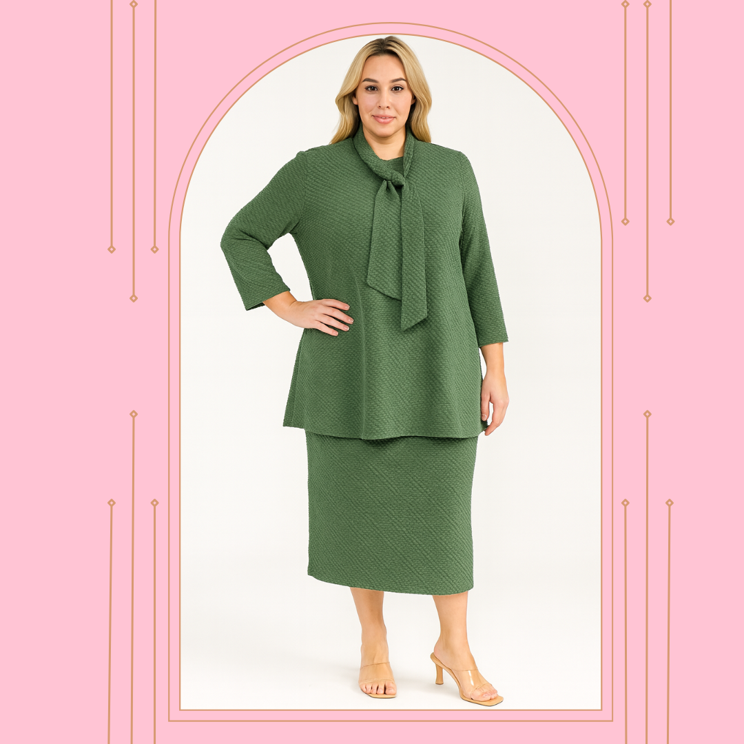 New! Olive (“Chenille” ) Textured Top: 1X -3X