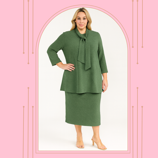 New! Olive (“Chenille” ) Textured Top: 1X -3X