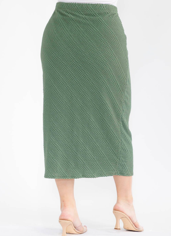 NEW! Olive (“Chenille “) Texture Knit Skirt: 1X-3X