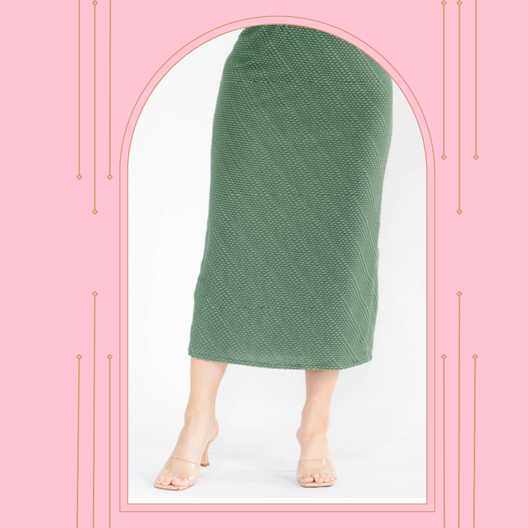 NEW! Olive (“Chenille “) Texture Knit Skirt: 1X-3X
