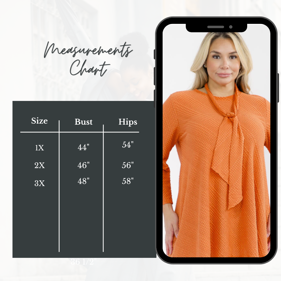 NEW! Orange (“Chenille”) Texture Knit Top: 1X-3X