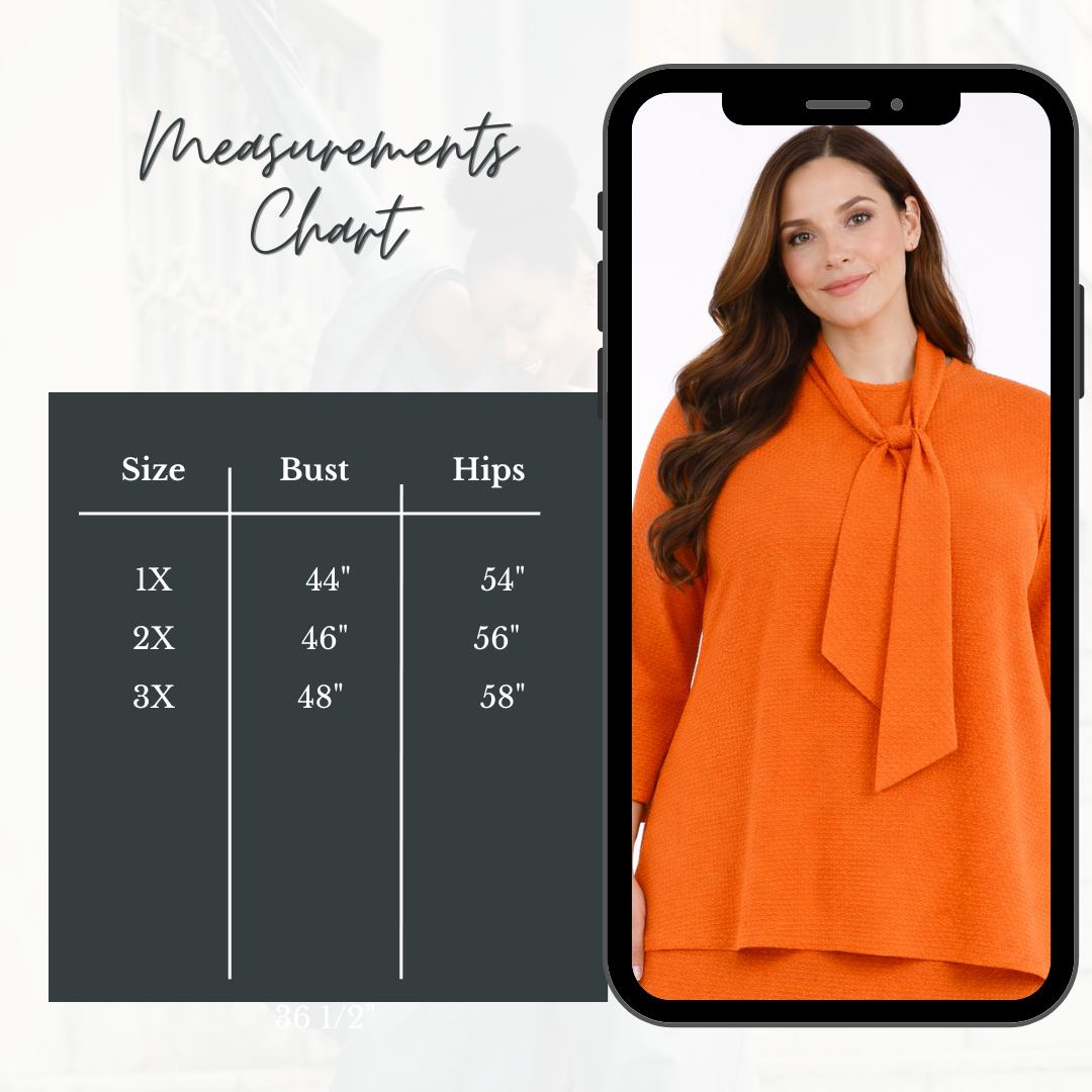 Orange (“Chenille”) Texture Knit Top: 1X-2X FINAL SALE! Cannot Be Returned!