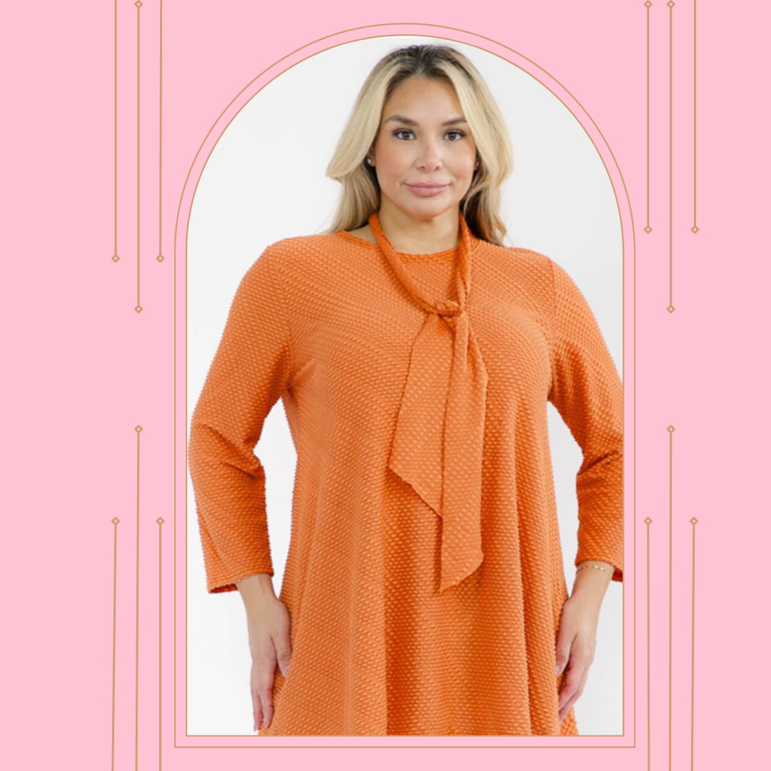 NEW! Orange (“Chenille”) Texture Knit Top: 1X-3X