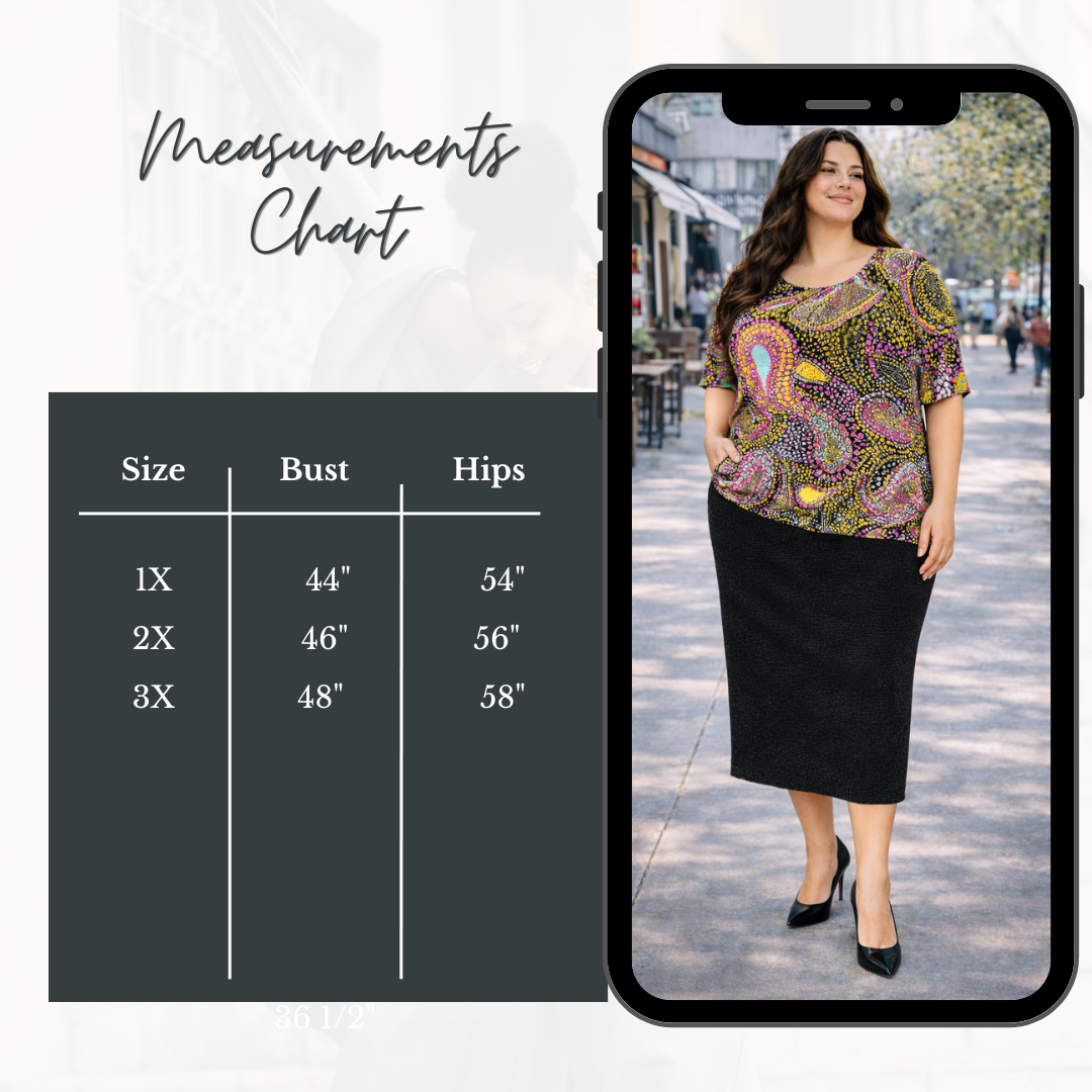 Paisley Multi Print Top: 1X-3X FINAL SALE! Cannot Be Returned!