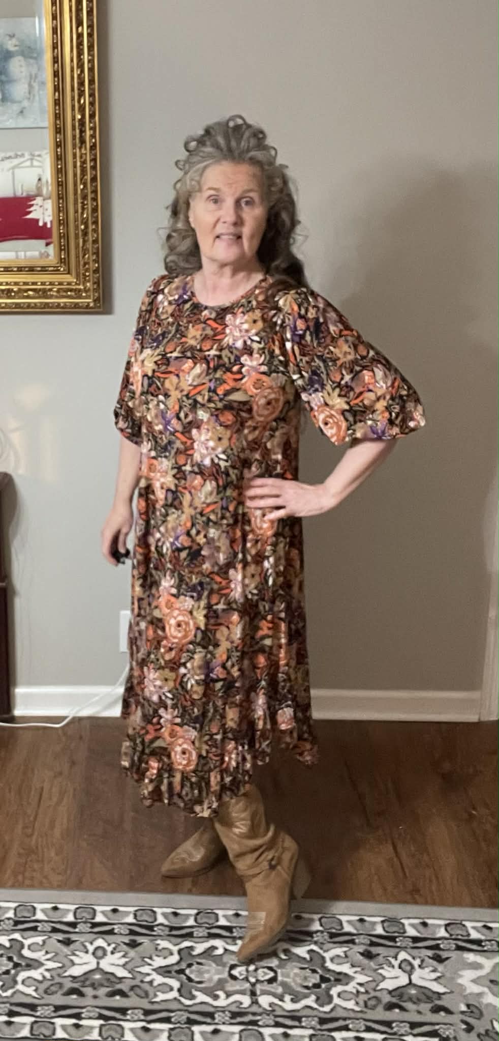 NEW! "SIERRA" Peach Floral Dress: S-3X