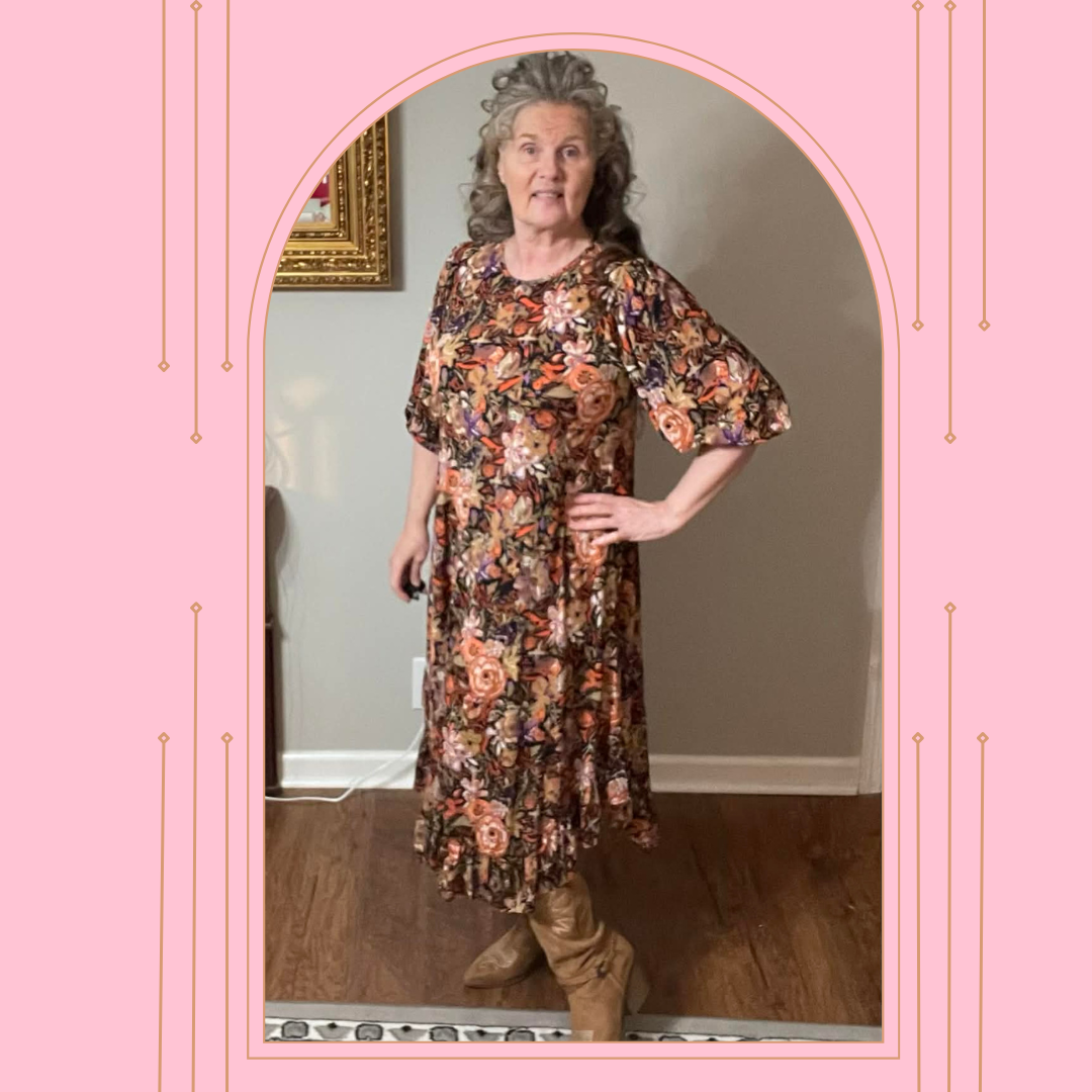 NEW! "SIERRA" Peach Floral Dress: S-3X