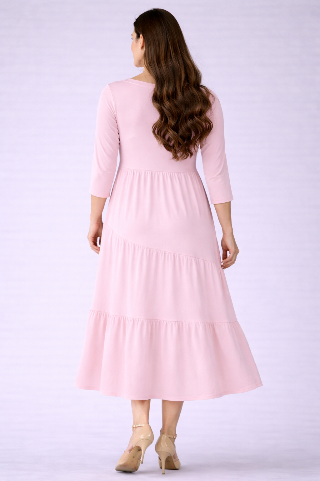 NEW! "Rosey" Soft Pink Tiered Dress: S-3X  Arriving in Stock: April 5