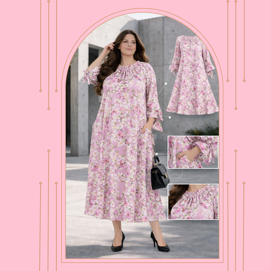 "Priscilla" Pink Floral Dress: 3X