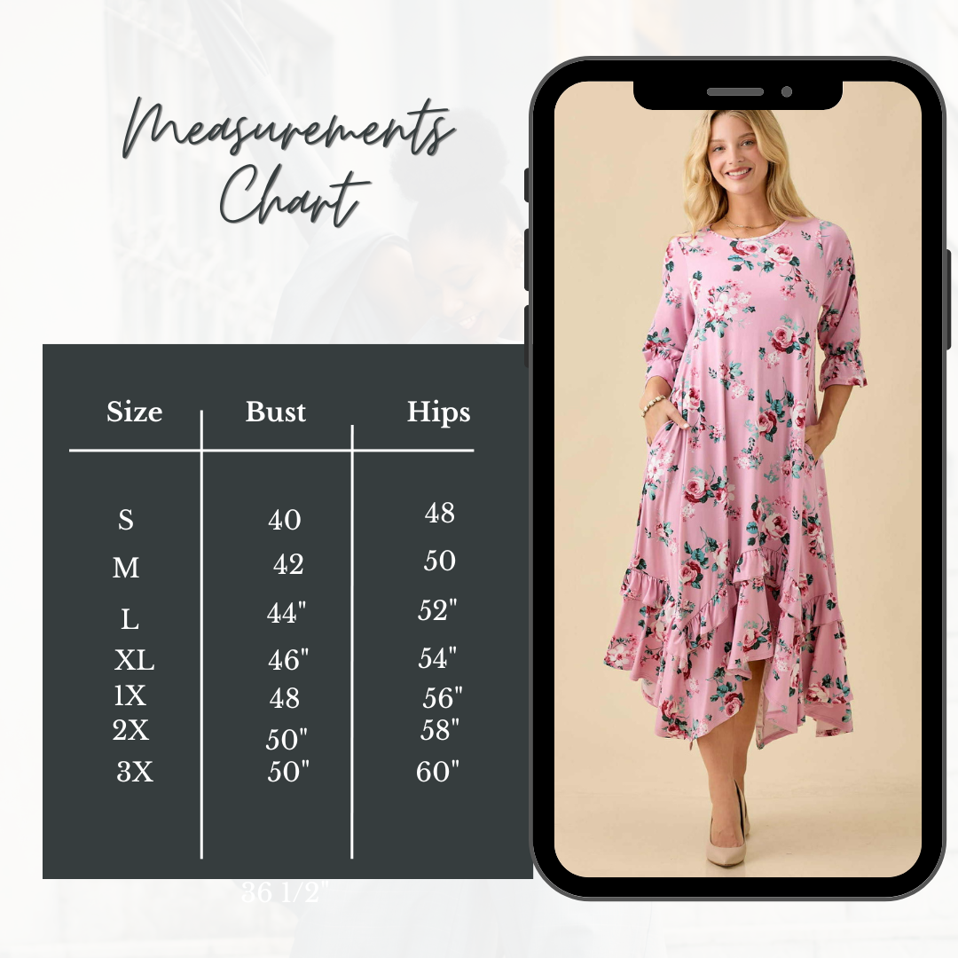 NEW! "Rosey" Pink Dress: S-3X