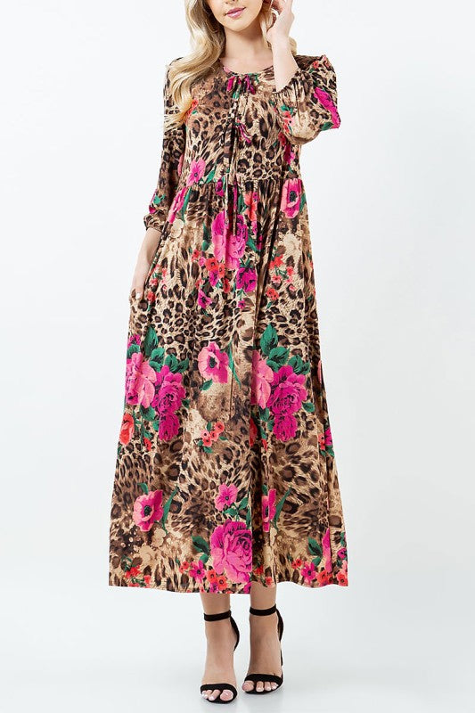 NEW! "Adora", Leopard/Pink Dress:  L-3X